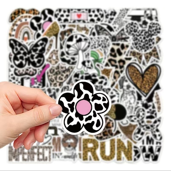 50 Stickers, Cow Cheetah and Leopard Print, PRICE IS FIRM - Picture 6 of 11